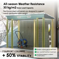 Outsunny 3.7 x 7.9ft Galvanised Steel Shed, with Latched Door and Padlock - Green(m-5)