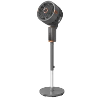 HOMCOM 20 dB Silent Standing Fan for Bedroom, 44" Pedestal Fan with 90° Oscillating, 8 Speeds and LED Light, Grey(m-1)