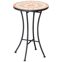 Outsunny, Masă de patio de capăt, Cu Blat, Ceramică, Metal, 35.5 x 35.5 x 53.5 cm, Multicolor
