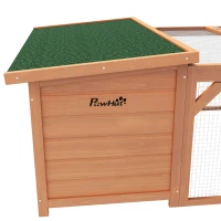 PawHut Clapier d'extérieur, cage lapin avec enclos, toit en asphalte, cadre en bois, 125,5 x 100 x 49 cm, orange(m-8)