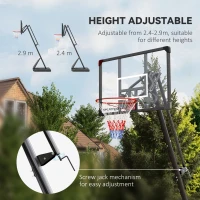 SPORTNOW 2.4-2.9m Adjustable Basketball Hoop and Stand with Weighted Base, Portable on Wheels, Black(m-4)