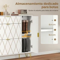 HOMCOM Mueble Zapatero Moderno con 2 Cajones Abatibles Armario y Estantes Ajustables para 10-14 Pares de Zapatos Blanco(m-5)