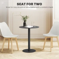 HOMCOM Dining Table, Round Kitchen Table with Steel Base for Living Room, Dining Room, 60 x 60 x 72cm, Black(m-4)