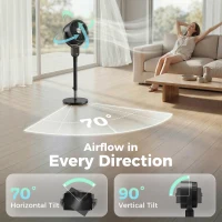 HOMCOM 20 dB Silent Standing Fan for Bedroom, 42" Pedestal Fan with Remote, 90° Oscillating, 8 Speeds, Remote Control, Black(m-6)