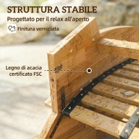 Outsunny Set di 2 Sdraio a Dondolo da Esterno Pieghevoli ed Ergonomiche in Legno di Acacia(m-6)