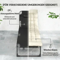 Outsunny Sonnenliege Klappbar Breite Gartenliege mit 5-fach Verstellbar Rückenlehne gepolsterter Matratze Kopfstütze Seitentasche(m-5)