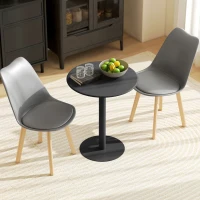 HOMCOM Dining Table, Round Kitchen Table with Steel Base for Living Room, Dining Room, 60 x 60 x 72cm, Black(m-6)