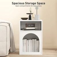 HOMCOM Bedside Table with 2 Open Compartments - White(m-5)