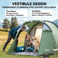 Outsunny Three-Man, Two-Room Tent - Green(m-5)