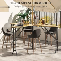 Outsunny Picknicktafel, Opvouwbare Buitentafel, voor 20 Personen, Weerbestendig, Metaal, Grenenhout, 2,4x2,4x1m, Natuur/Zwart(m-7)