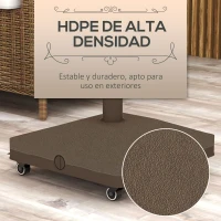 Outsunny Base para Sombrilla con Ruedas con Postes Ø22 mm a Ø38 mm Rellenable de Arena 18 kg o Agua 16 kg para Jardín Marrón(m-6)