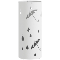 HOMCOM Stojak na parasole, stal, kształt kolumny, wyjmowana taca, Ø17 x 41H cm, Biały