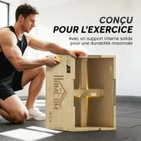 Box jump pliométrie 3 en 1 - Collaboration Aosom.fr x FFHandball - boîte à saut musculation fitness bois(m-6)