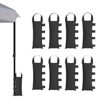 Outsunny Pack de 8 Bolsas de Peso para Carpa Bolsas de Arena de Tela Oxford 600D para Patas de Toldo Sin Arena Negro(m-11)