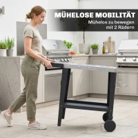 Outsunny Küchenwagen mit Rollen Servierwagen mit Haken Papierrollenhalter Müllsackständer Edelstahl 115 x 67,5 x 80,5 cm Schwarz(m-7)