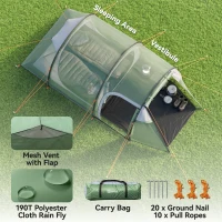 Outsunny Three-Man, Two-Room Tent - Green(m-4)