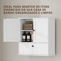 HOMCOM Armário Casa de Banho de Parede Rústico com Prateleira Ajustável Dupla Porta Porta Basculante e Fecho Magnético 60x19,5x60 cm Branco(m-4)