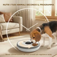 PawHut Distributore Automatico Cibo Gatti e Cani con Timer e Display LED, 1-6 Pasti al Giorno, per Cibo Secco e Umido(m-6)
