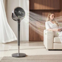 HOMCOM 20dB Silent Standing Fan, 70°+90° Auto Oscillating Fan with 12 Speeds, LED Light, Air Circulator, Remote Control, 12H Timer, for Bedroom, 46 Inch, Grey(m-9)