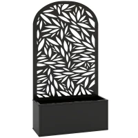 Outsunny Jardinière avec treillis, bac à fleurs en métal, à fixer au mur ou au sol, 61x23x113cm, noir(m-12)
