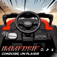 AIYAPLAY Voiture électrique enfant UTV, buggy électrique enfant 12V 2 moteurs, télécommande, LED, musique, klaxon, 3-8 ans, rouge(m-7)