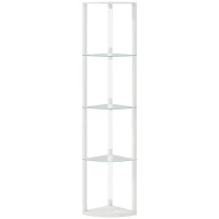 HOMCOM LED Floor Lamp with Shelves, Dimmable Standing Lamp with Foot Switch for Living Room, Bedroom, White(m-1)