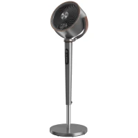 HOMCOM 20dB Silent Standing Fan, 70°+90° Auto Oscillating Fan with 12 Speeds, LED Light, Air Circulator, Remote Control, 12H Timer, for Bedroom, 46 Inch, Grey(m-1)