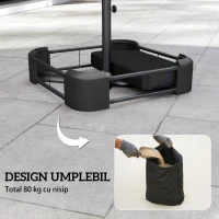 Outsunny Bază pentru Umbrelă Reumplibilă cu Nisip 80 kg/Nisip Umed 90 kg, pentru Tije de Ø48 mm, Negru(m-4)
