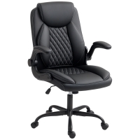 HOMCOM Fauteuil de bureau, chaise bureau ergonomique avec accoudoirs relevables, hauteur réglable, fonction de bascule, noir