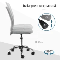 Vinsetto Sedia da Ufficio Ergonomica Senza Braccioli in Tessuto a Rete, Altezza Regolabile e 5 Ruote, Grigio(m-5)