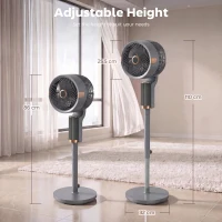 HOMCOM 20 dB Silent Standing Fan for Bedroom, 44" Pedestal Fan with 90° Oscillating, 8 Speeds and LED Light, Grey(m-3)