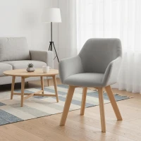 HOMCOM Juego de 2 Sillas de Comedor Modernas Tapizadas en Terciopelo con Patas de Madera para Salón 54x57x80 cm Gris(m-7)