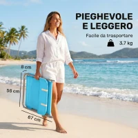Outsunny Lettino Prendisole Pieghevole con Schienale Reclinabile e Cuscino, 182x56x24.5cm(m-6)
