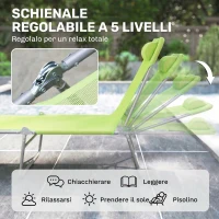 Outsunny Lettino Prendisole Pieghevole con Schienale Reclinabile e Cuscino, 182x56x24.5cm(m-4)