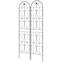 Outsunny Support pour Plantes Grimpantes avec Oiseaux Lot de 2 Treillis de Jardin pour Légume Vigne Fleur Métal 50 x 220 cm Noir