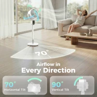 HOMCOM 20 dB Silent Standing Fan for Bedroom, 42" Pedestal Fan with Remote, 90° Oscillating, 8 Speeds, Remote Control, White(m-6)