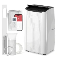 HOMCOM 14000 BTU 5-in-1 Portable Air Conditioner with Cool, Heat, Dehumidifier, Fan, Sleep, WiFi Voice Control, White(m-11)