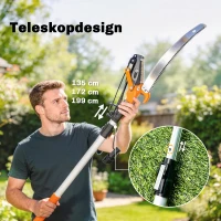 Outsunny 2-in-1 Astsäge mit integrierter Astschere Baumsäge mit Teleskopstiel 135/172/199 cm für hohe Äste Orange(m-5)