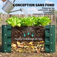Outsunny Lot de 2 jardinières surélevées, carre potager de jardin pour légumes, fleurs, acier galvanisé 60 x 60 x 30,5 cm, vert(m-6)