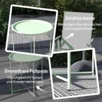 Outsunny Tuintafel, Ronde Buiten Zijtafel van Staal met Afneembaar Dienblad, Opvouwbaar Ontwerp, Terrastafel, Groen(m-6)