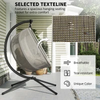 Outsunny Double Hanging Egg Chair 2 Seaters Texteline Swing Hammock Chair with Stand, Cushion and Folding Design, for Indoor and Outdoor, Brown(m-14)