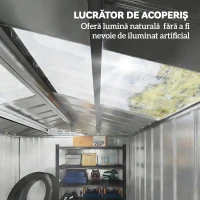 Căsuță din Metal 2,77 m² Outsunny 213 x 130 x 185 cm cu Fundație, Uși Glisante Gri Închis(m-4)