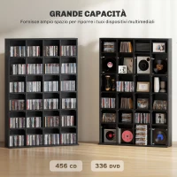 HOMCOM Meuble de rangement multimédia 456 CD/ 336 DVD - bibliothèque en bois avec étagères réglables, 89 x 130,5 cm, noir(m-4)