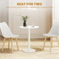 HOMCOM Dining Table, Round Kitchen Table with Steel Base for Living Room, Dining Room, 60 x 60 x 72cm, White(m-4)