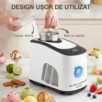 HOMCOM mașină de înghețată autorefrigerantă pentru deserturi perfecte(m-7)
