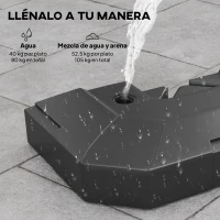 Outsunny Juego de 2 Pesas para Sombrilla, Bases para Sombrilla Rellenables 80 kg con Agua 80 kg o Mezcla de Agua y Arena 105 kg(m-5)