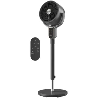 HOMCOM 20 dB Silent Standing Fan for Bedroom, 42" Pedestal Fan with Remote, 90° Oscillating, 8 Speeds, Remote Control, Grey(m-10)