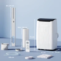 HOMCOM 14000 BTU 5-in-1 Portable Air Conditioner with Cool, Heat, Dehumidifier, Fan, Sleep, WiFi Voice Control, White(m-3)