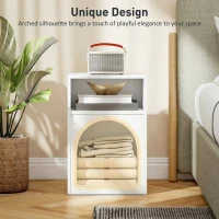HOMCOM Bedside Table with 2 Open Compartments - White(m-4)