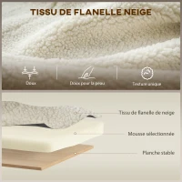 HOMCOM Fauteuil à bascule, rocking chair en flanelle neige rembourré, coussin lombaire, dossier haut, poches latérales, crème(m-6)